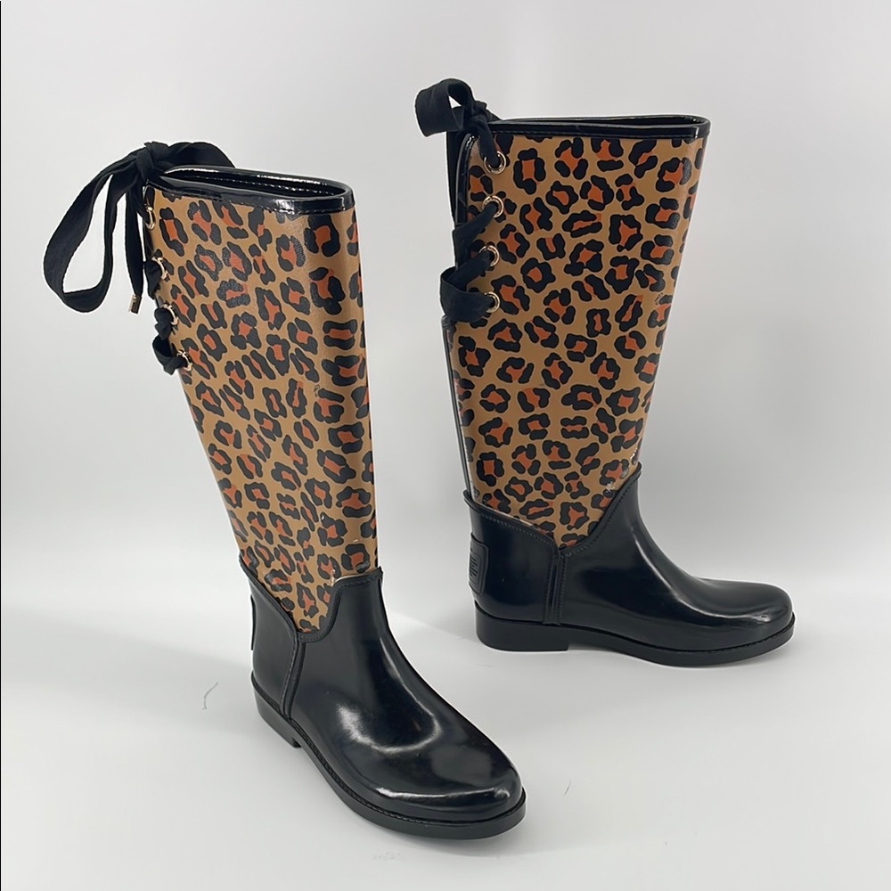 Coach Tristee Rain Boots in Leopard Print 8M S70